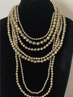 R.J. Graziano Gold Multi-Strand Faceted Bead Necklace